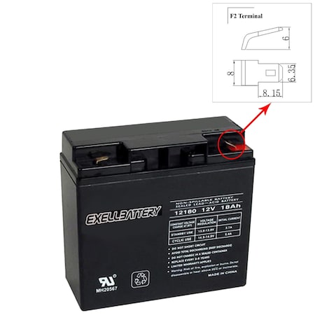 Exell Battery 12, 18, AGM Chemistry EB12180F2
